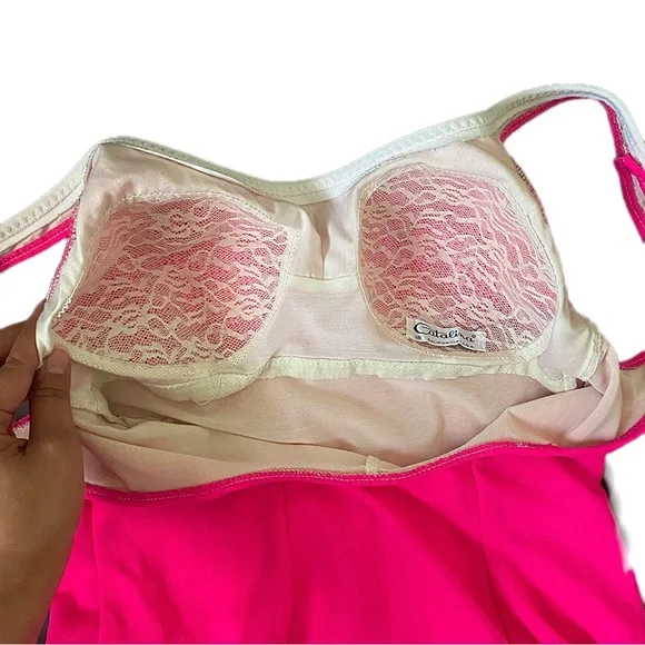 Vintage Catalina 70’s Bombshell MCM Mod Women’s One-Piece Bathing Suit Hot Pink - Picture 12 of 17